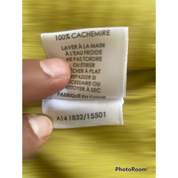 Cashmere Lime Green White and Warren Asymmetric Sweater Large - Picture 9 of 9